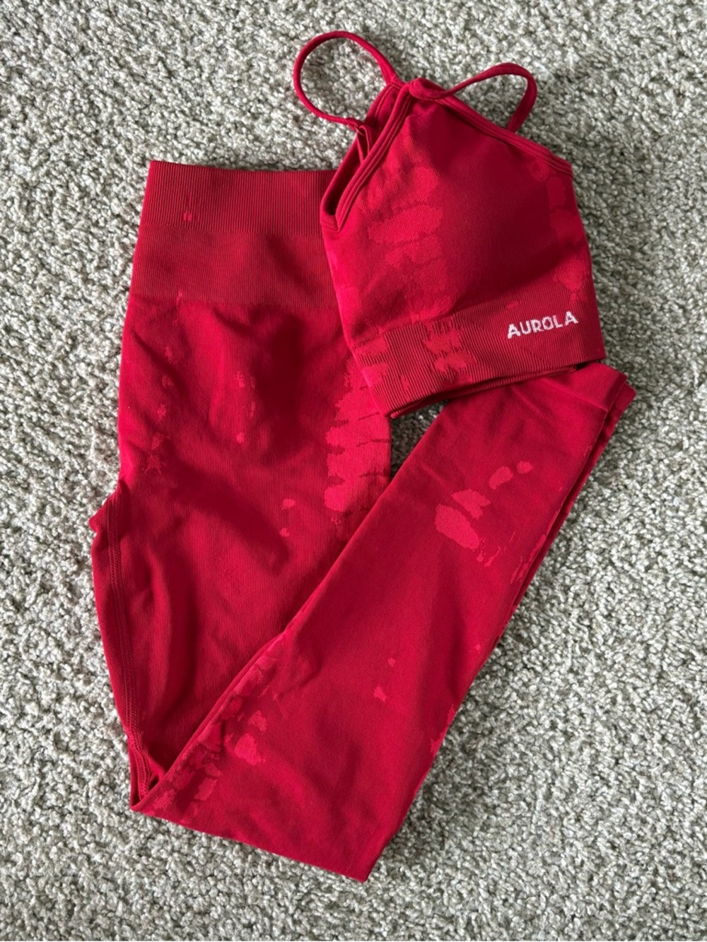 Aurola Activewear Matching Set - Red Serpent, Size S, Leggings/Bra